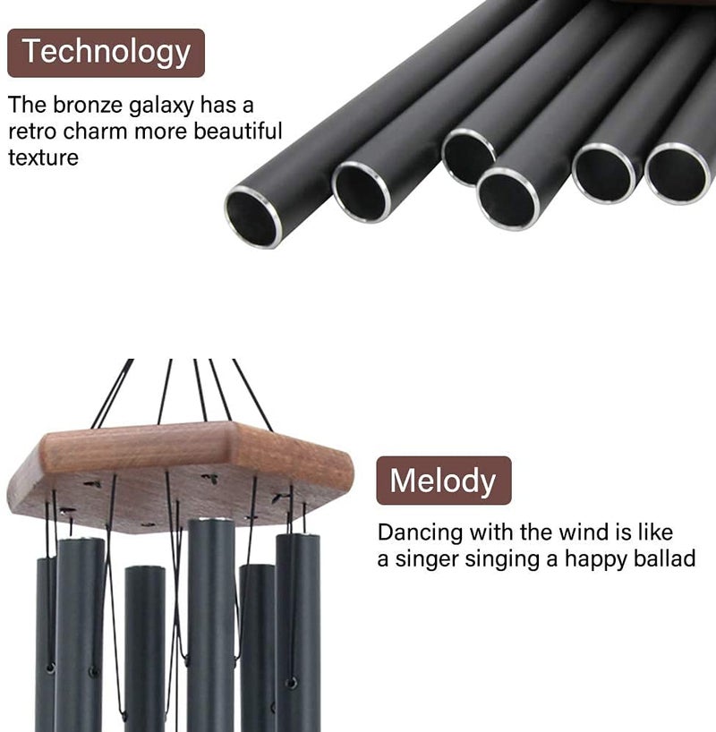 ASTARIN Wind Chimes for Outside  30"" Black Aluminium Wind Chime with Wind Catcher  Outdoor Garden Patio Decoration Windchimes  Classic Zen Gift for Men and Women - Image 3